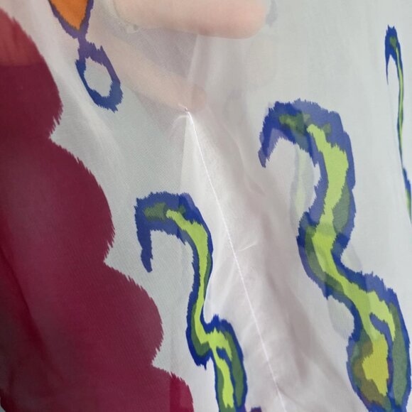 EUC Sheer Elegant Flowy Colorful Blouse - Picture 3 of 5